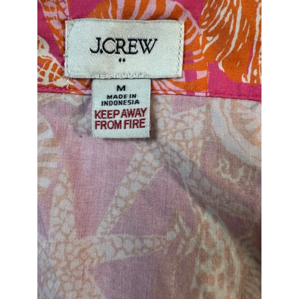 J.Crew Women Pink Orange Shell Starfish Cotton Pajama Set Short Sleeve Sz Medium